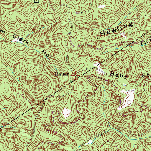 Topographic Map of Bauer, KY