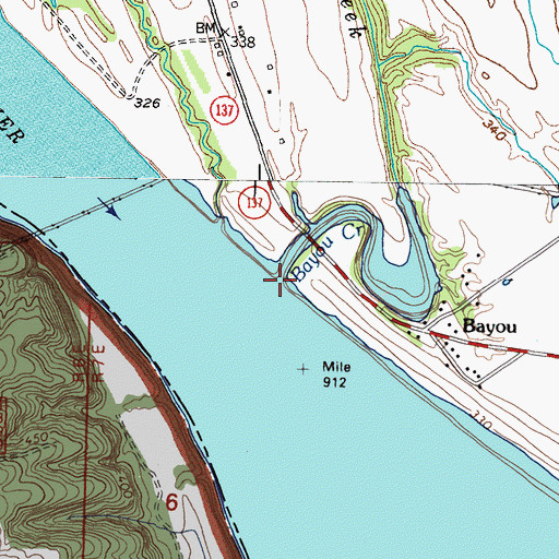 Topographic Map of Bayou Creek, KY