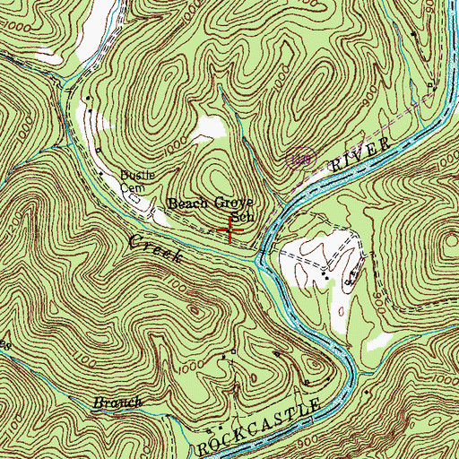 Topographic Map of Beach Grove School, KY