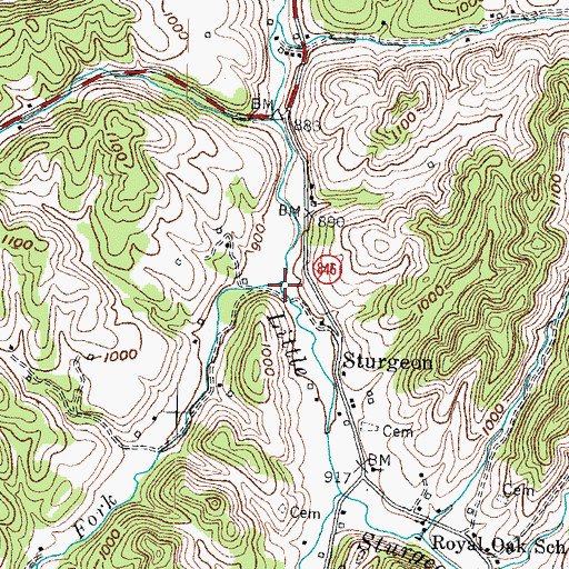 Topographic Map of Beals Fork, KY