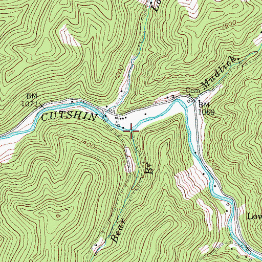 Topographic Map of Bear Branch, KY