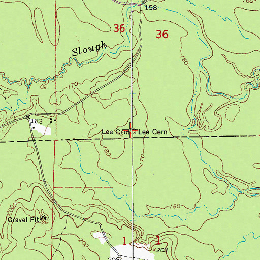 Topographic Map of Lee Cemetery, AR