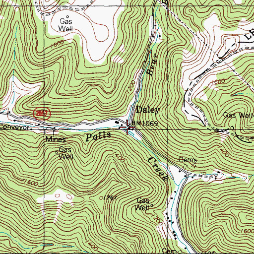 Topographic Map of Bear Branch, KY