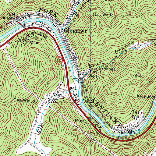 Topographic Map of Bear Branch, KY