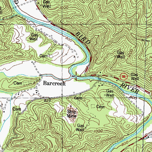 Topographic Map of Bear Creek, KY