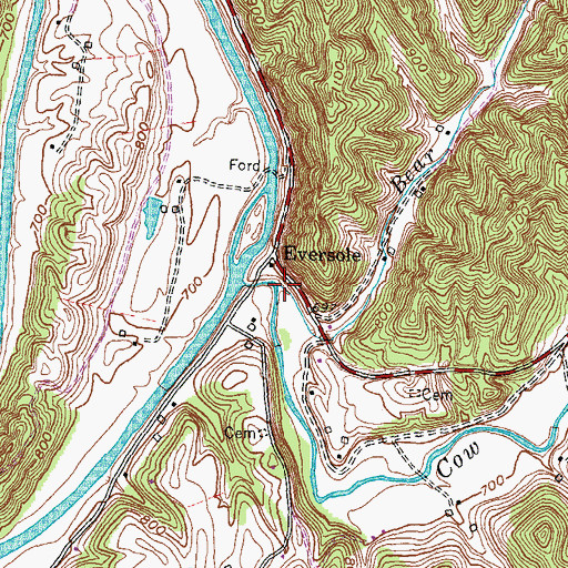 Topographic Map of Bear Run, KY