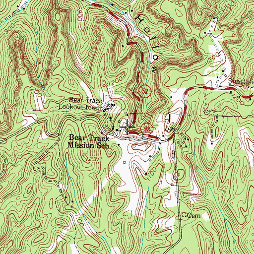 Topographic Map of Bear Track Mission School, KY