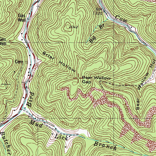 Topographic Map of Bear Wallow Gap, KY