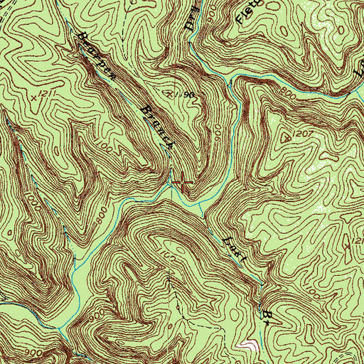 Topographic Map of Bearpen Branch, KY