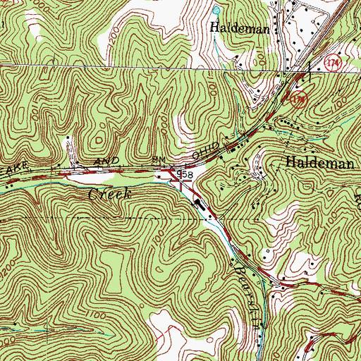 Topographic Map of Bearskin Branch, KY