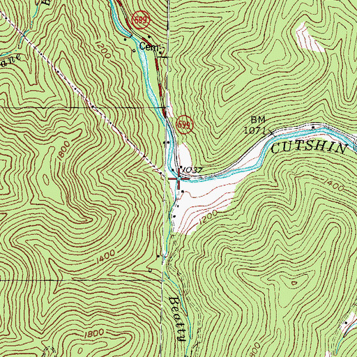 Topographic Map of Beatty Branch, KY