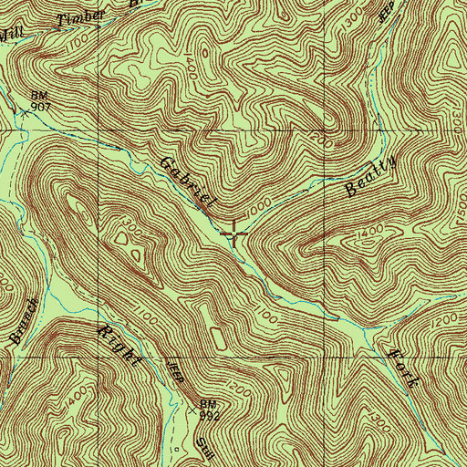 Topographic Map of Beatty Fork, KY