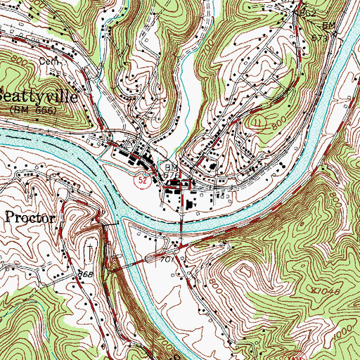 Topographic Map of Beattyville, KY