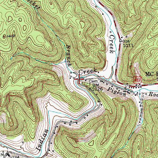 Topographic Map of Becket Branch, KY