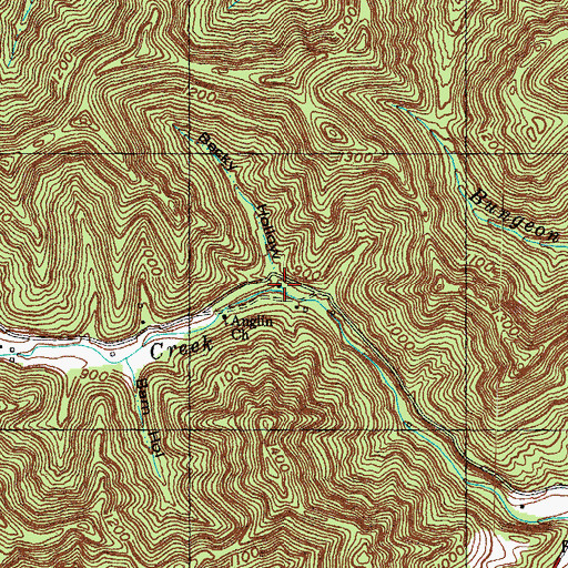 Topographic Map of Becky Hollow, KY