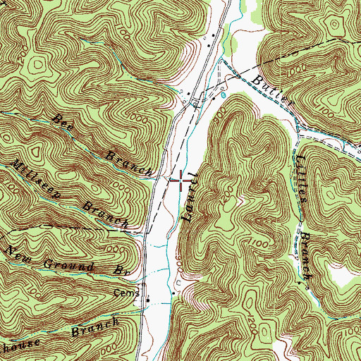 Topographic Map of Bee Branch, KY