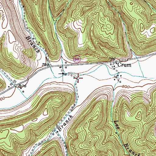 Topographic Map of Bee Branch, KY