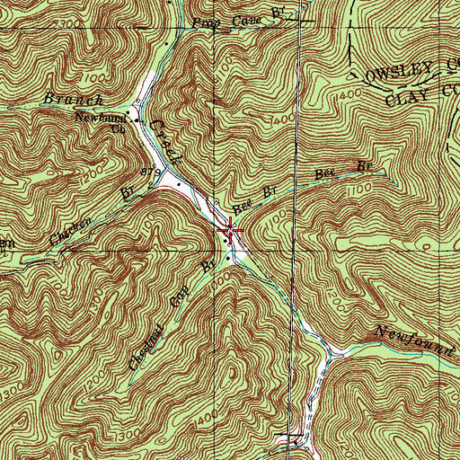 Topographic Map of Bee Branch, KY