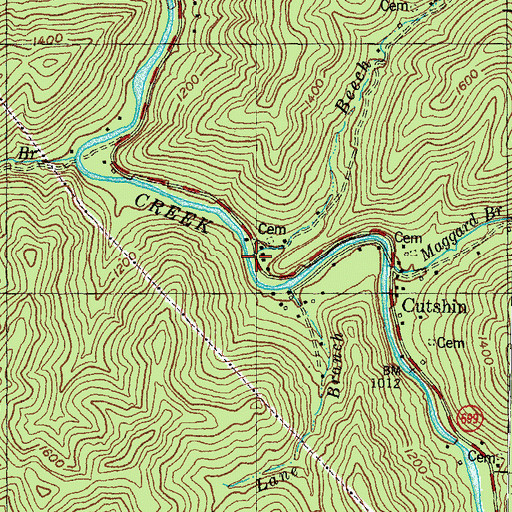 Topographic Map of Beech Bottom Branch, KY