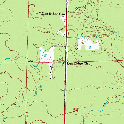 Topographic Map of Lee Ridge Church, AR