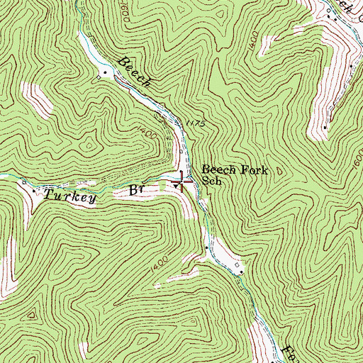Topographic Map of Beech Fork School, KY