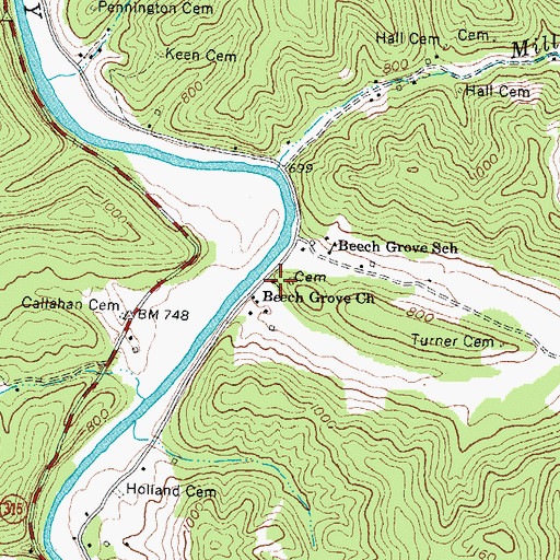 Topographic Map of Beech Grove Church, KY