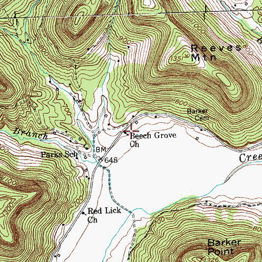 Topographic Map of Beech Grove Baptist Church, KY