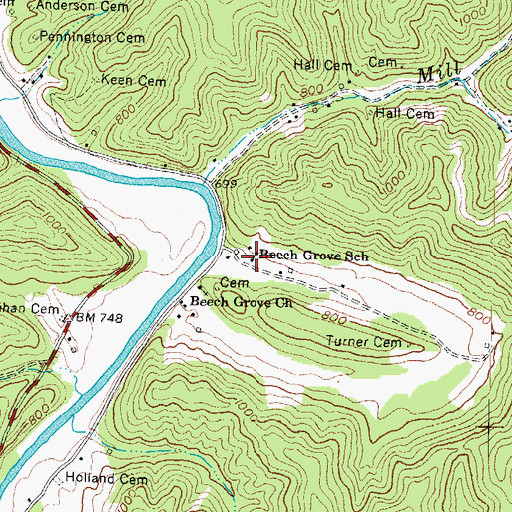 Topographic Map of Beech Grove School, KY