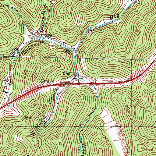 Topographic Map of Beech Oak Branch, KY