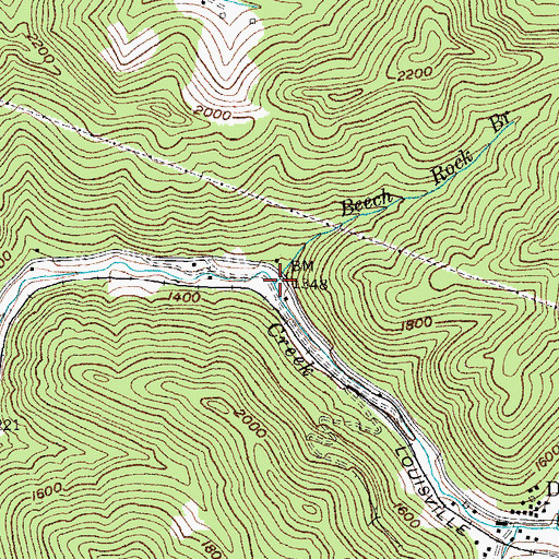 Topographic Map of Beech Rock Branch, KY