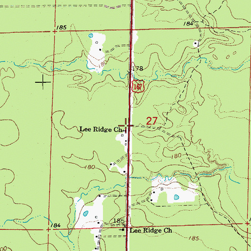 Topographic Map of Lee Ridge Church, AR