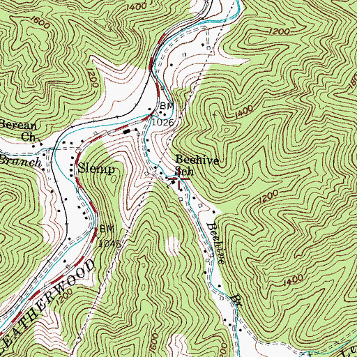 Topographic Map of Beehive School, KY