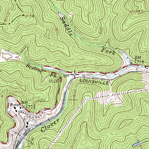 Topographic Map of Beetree Fork, KY