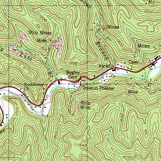 Topographic Map of Begley Cemetery, KY