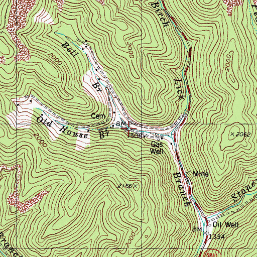 Topographic Map of Bell Branch, KY