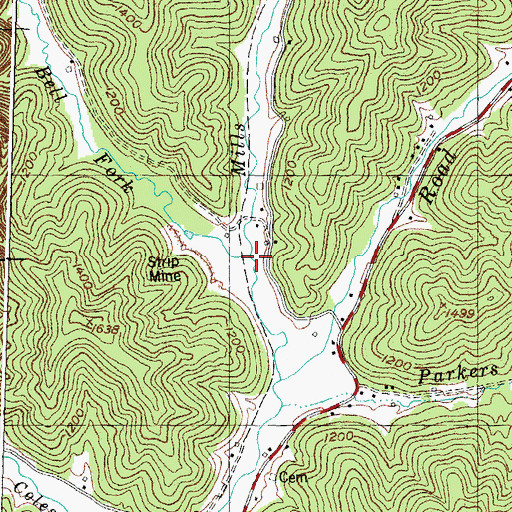 Topographic Map of Bell Fork, KY