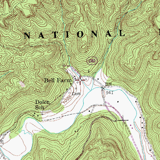 Topographic Map of Bell Farm, KY