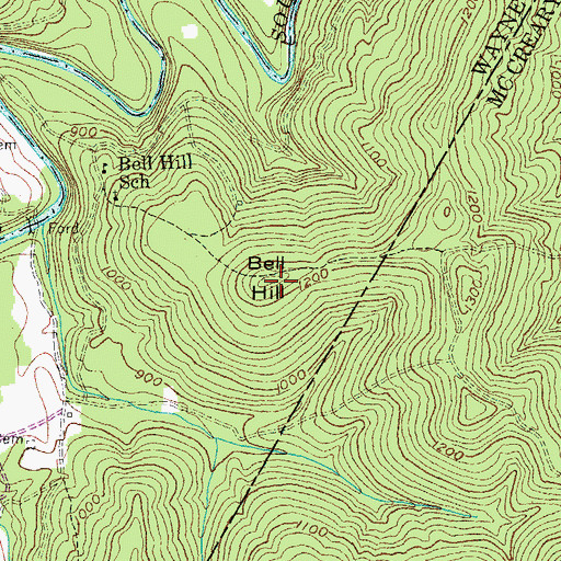 Topographic Map of Bell Hill, KY
