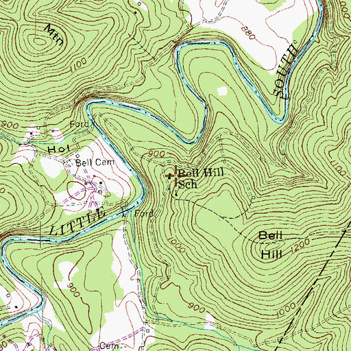 Topographic Map of Bell Hill School, KY