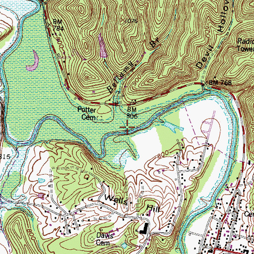 Topographic Map of Bellamy Branch, KY