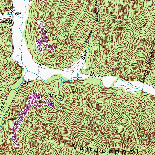 Topographic Map of Ben Rose Branch, KY