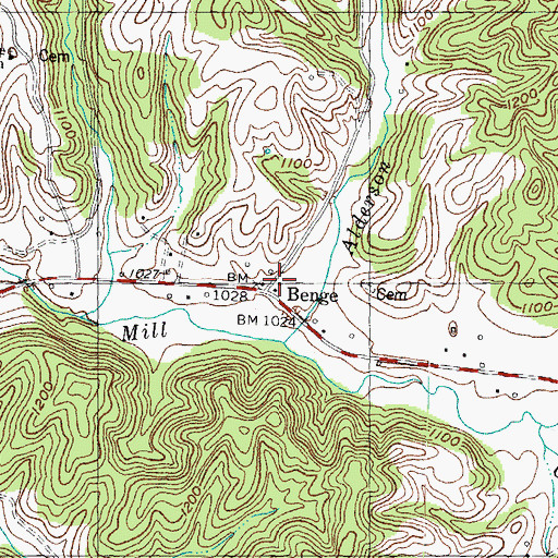 Topographic Map of Benge, KY