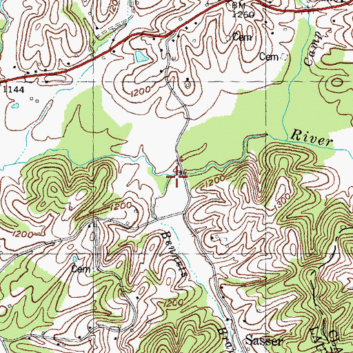 Topographic Map of Bennets Branch, KY