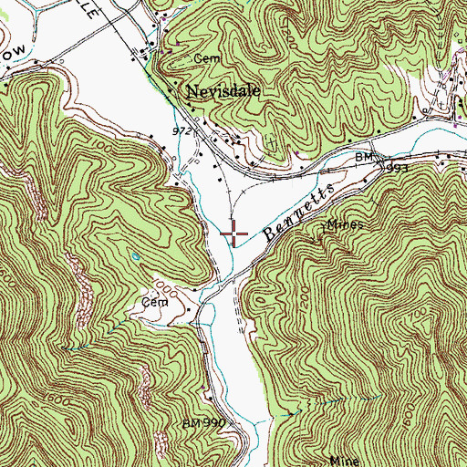 Topographic Map of Bennetts Branch, KY