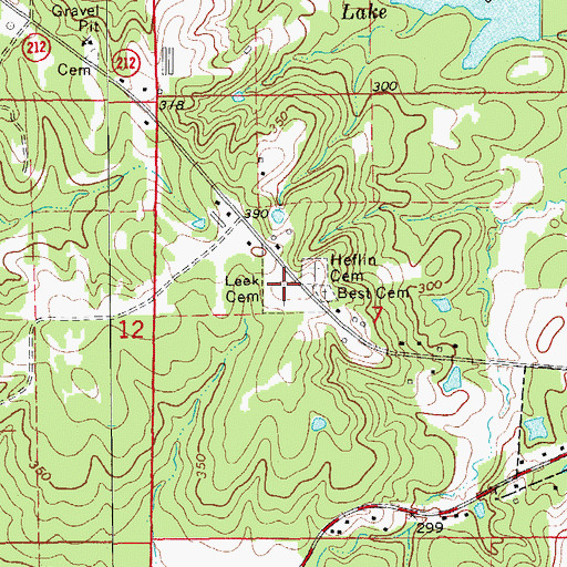 Topographic Map of Leek Cemetery, AR