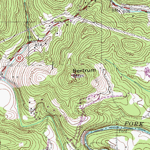 Topographic Map of Bertram Mountain, KY