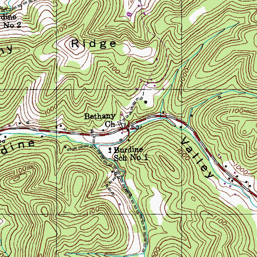 Topographic Map of Bethany Church, KY