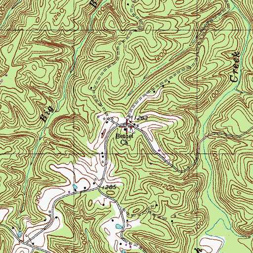 Topographic Map of Bethel Church, KY