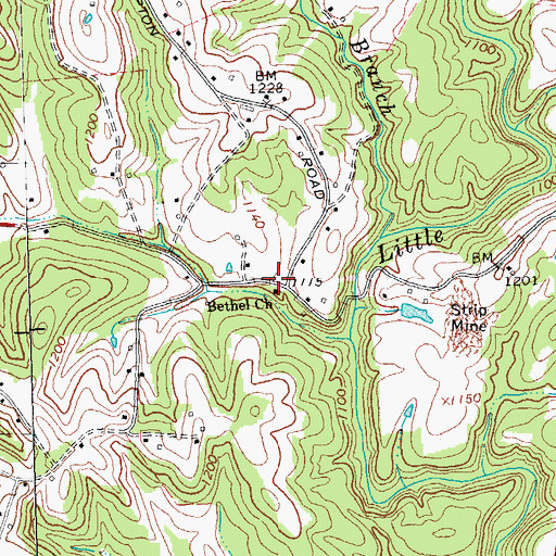 Topographic Map of Bethel Church, KY
