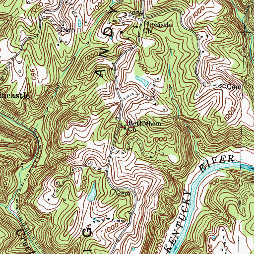 Topographic Map of Bethlehem Church, KY